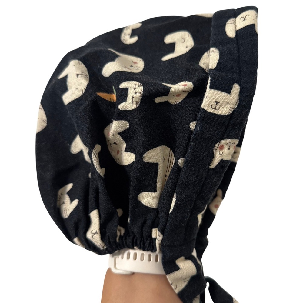 Bonnet Hat Girls 8-10 Yr Bunny Carrot‎ Print Easter Spring Cottage Prairie